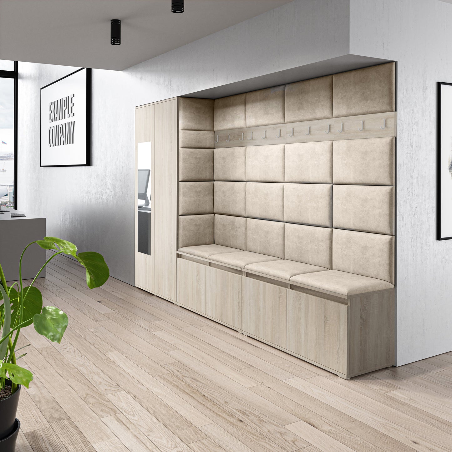 PK Emi 9 Hallway Wardrobe Sonoma Oak - Upholstered Panels in Various Colours
