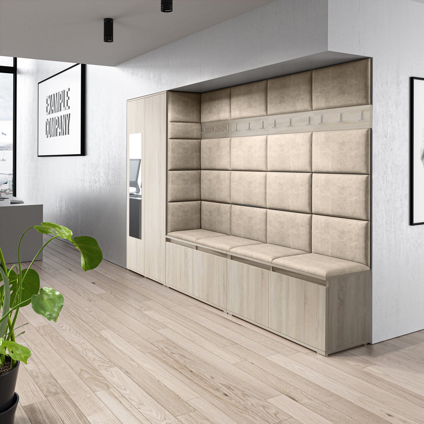 PK Emi 9 Hallway Wardrobe Sonoma Oak - Upholstered Panels in Various Colours
