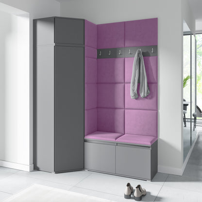 PK Emi 37 Hallway Wardrobe Graphite - Upholstered Panels in Various Colours