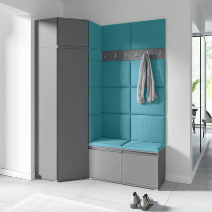 PK Emi 37 Hallway Wardrobe Graphite - Upholstered Panels in Various Colours