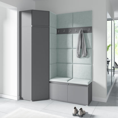 PK Emi 37 Hallway Wardrobe Graphite - Upholstered Panels in Various Colours