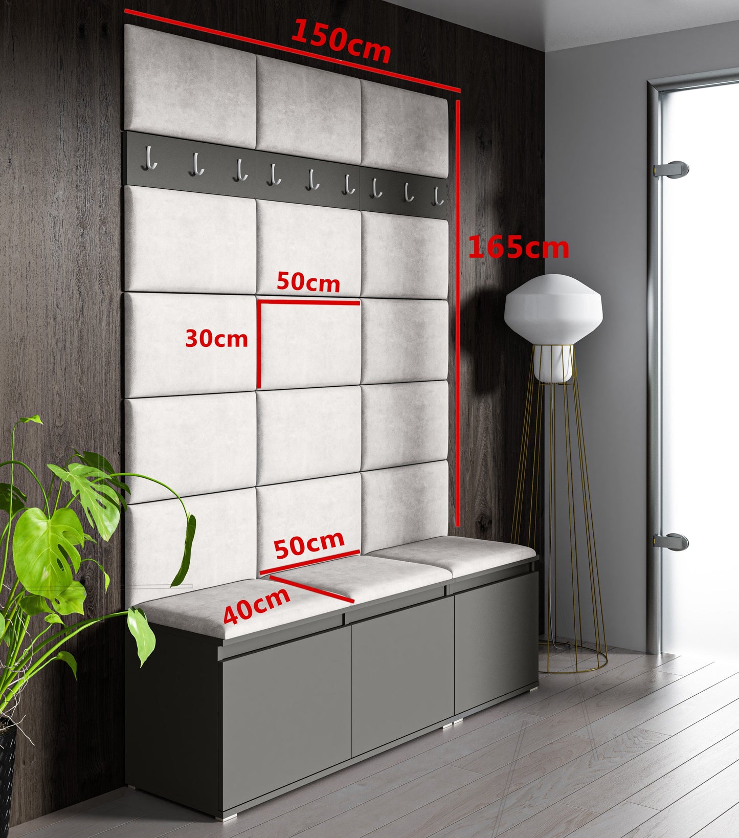 PK Emi 6 Hallway Wardrobe Artisan Oak / Black - Upholstered Panels in Various Colours