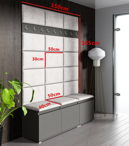 PK Emi 6 Hallway Wardrobe Artisan Oak / Black - Upholstered Panels in Various Colours