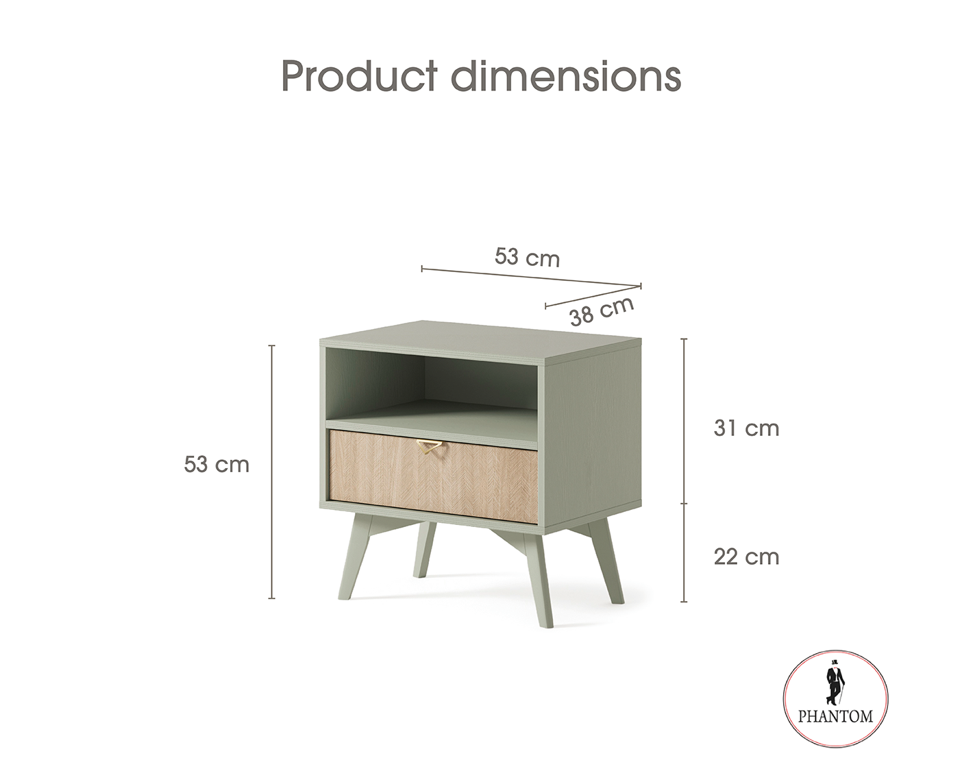 Forest Nightstand S54 – Rustic Elegance Eucalyptus Green