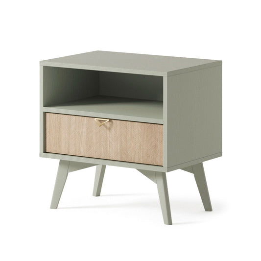 Forest Nightstand S54 – Rustic Elegance Eucalyptus Green