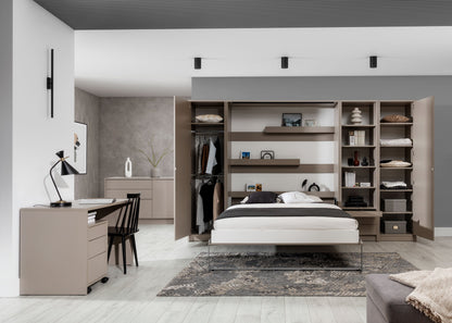 Customizable Genius Murphy Bed Furniture Set 140 x 200 cm Congo, LED Lighting