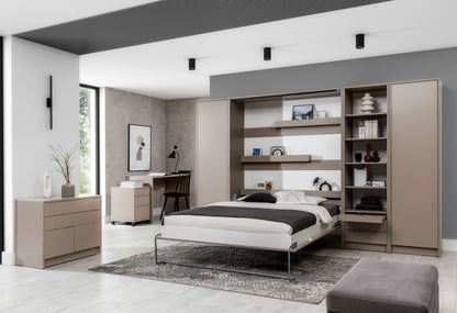 Customizable Genius Murphy Bed Furniture Set 140 x 200 cm Congo, LED Lighting