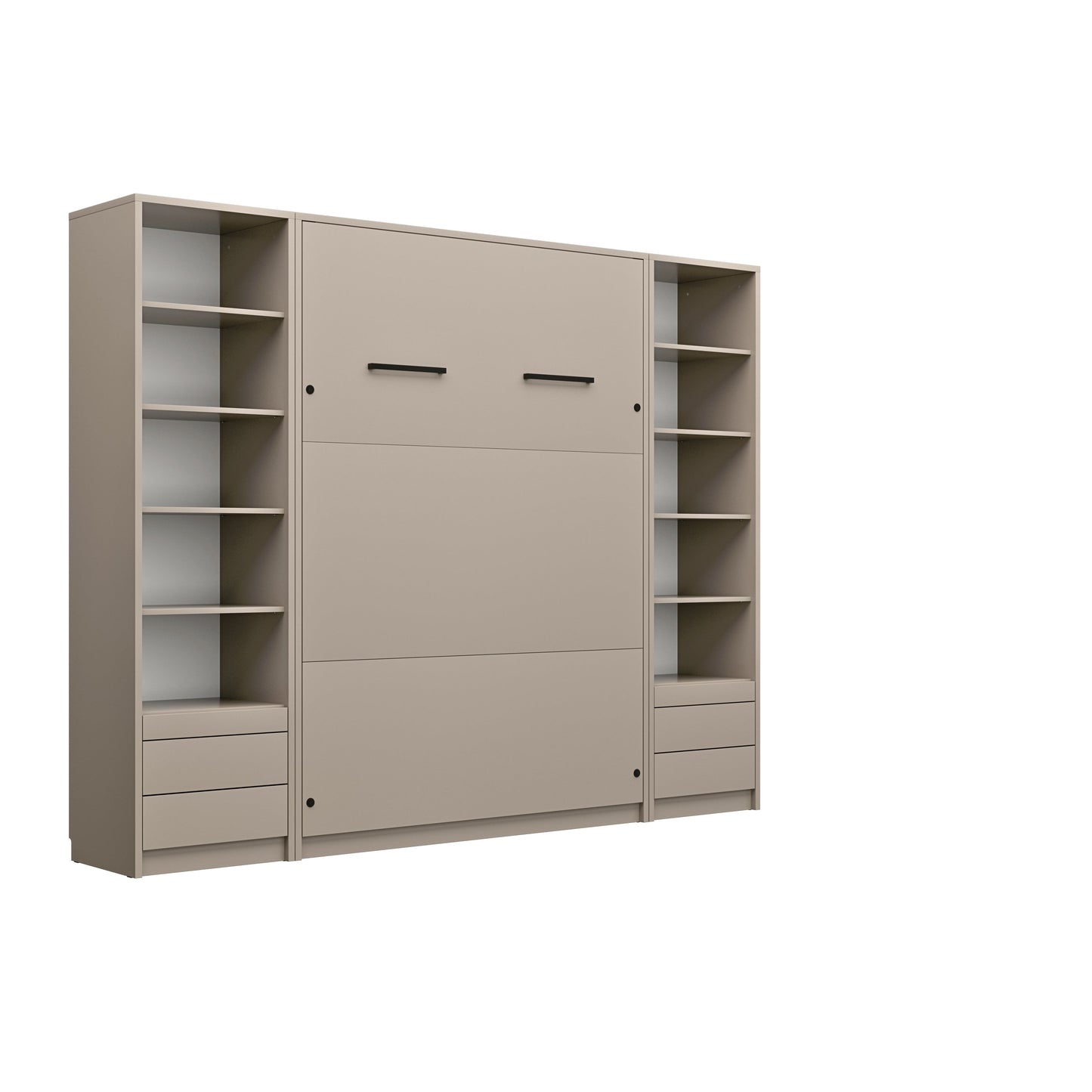 Genius Vertical Murphy Bed with Desk & Wardrobes – with 120x200 cm Mattress, LED Lighting