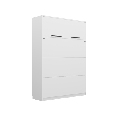 Genius Vertical Murphy Bed with Desk – with 140x200 cm Mattress, LED Lighting