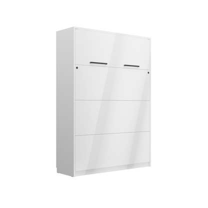 Genius Murphy Bed White Gloss 160 x 200 cm with Sofa ECO-LEATHER, Led Lighting