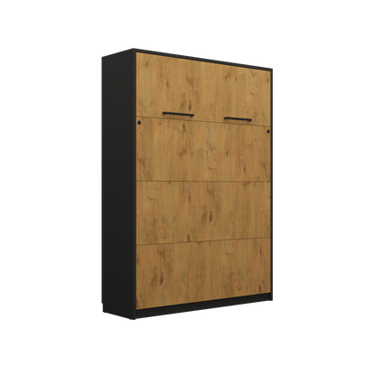 Genius Vertical Murphy Bed with Desk – with 120x200 cm Mattress, LED Lighting