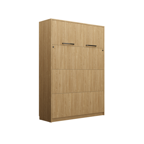 Customizable Genius Murphy Bed Furniture Set 160 x 200 cm Olied Oak, LED Lighting