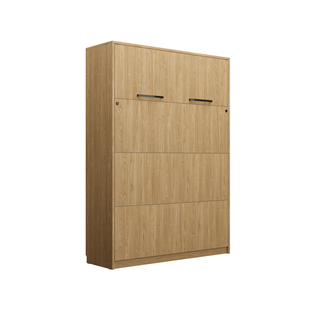 Customizable Genius Murphy Bed Furniture Set 140 x 200 cm Olied Oak, LED Lighting