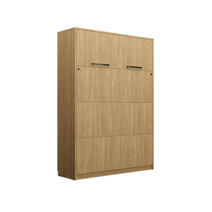 Genius Murphy Bed Oiled Oak 160 x 200 cm with Sofa ECO-LEATHER, Led Lighting