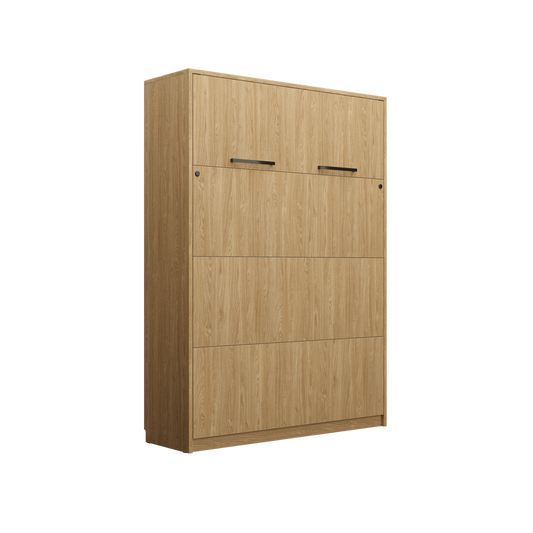 Customizable Genius Murphy Bed Furniture Set 160 x 200 cm Olied Oak, LED Lighting