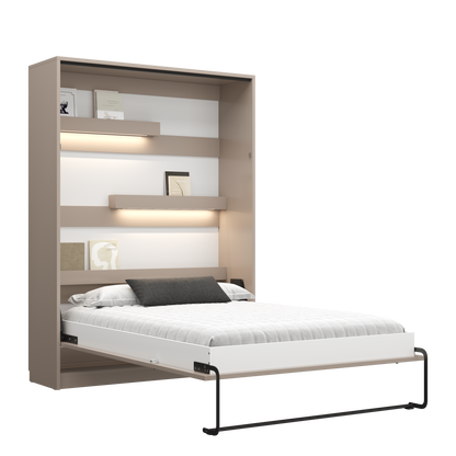 Customizable Genius Murphy Bed Furniture Set 140 x 200 cm Congo, LED Lighting