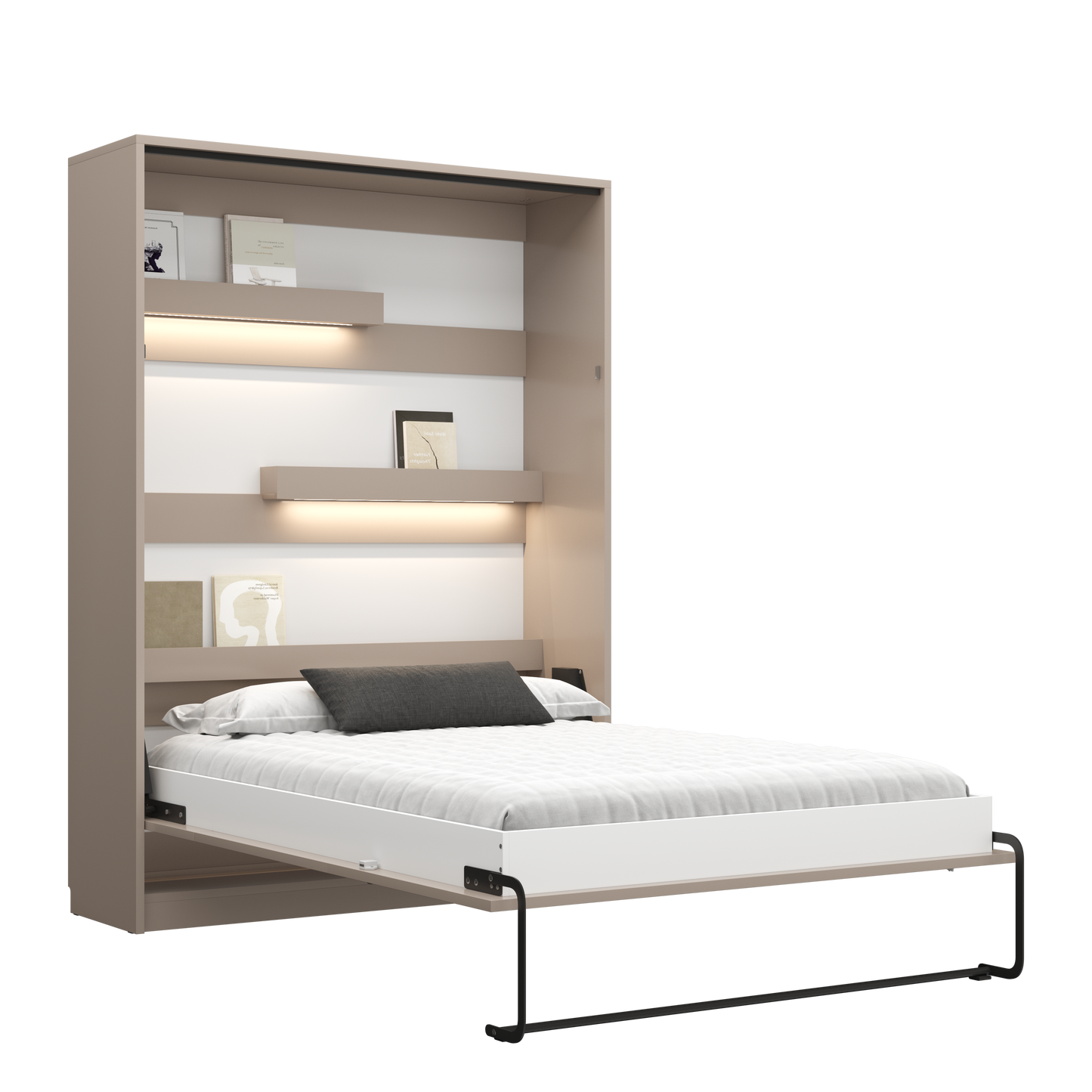Genius Murphy Bed Congo 140 x 200 cm with Sofa ECO-LEATHER, Led Lighting
