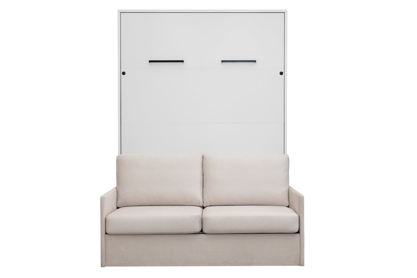Genius Murphy Bed with Sofa White Gloss 160 x 200 cm and LED Lighting