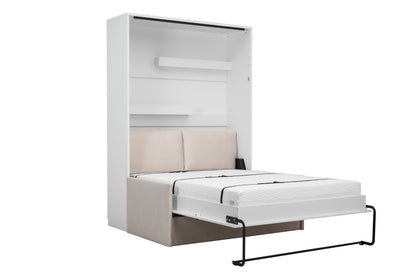 Genius Murphy Bed with Sofa Lancelot Oak 160 x 200 cm and LED Lighting