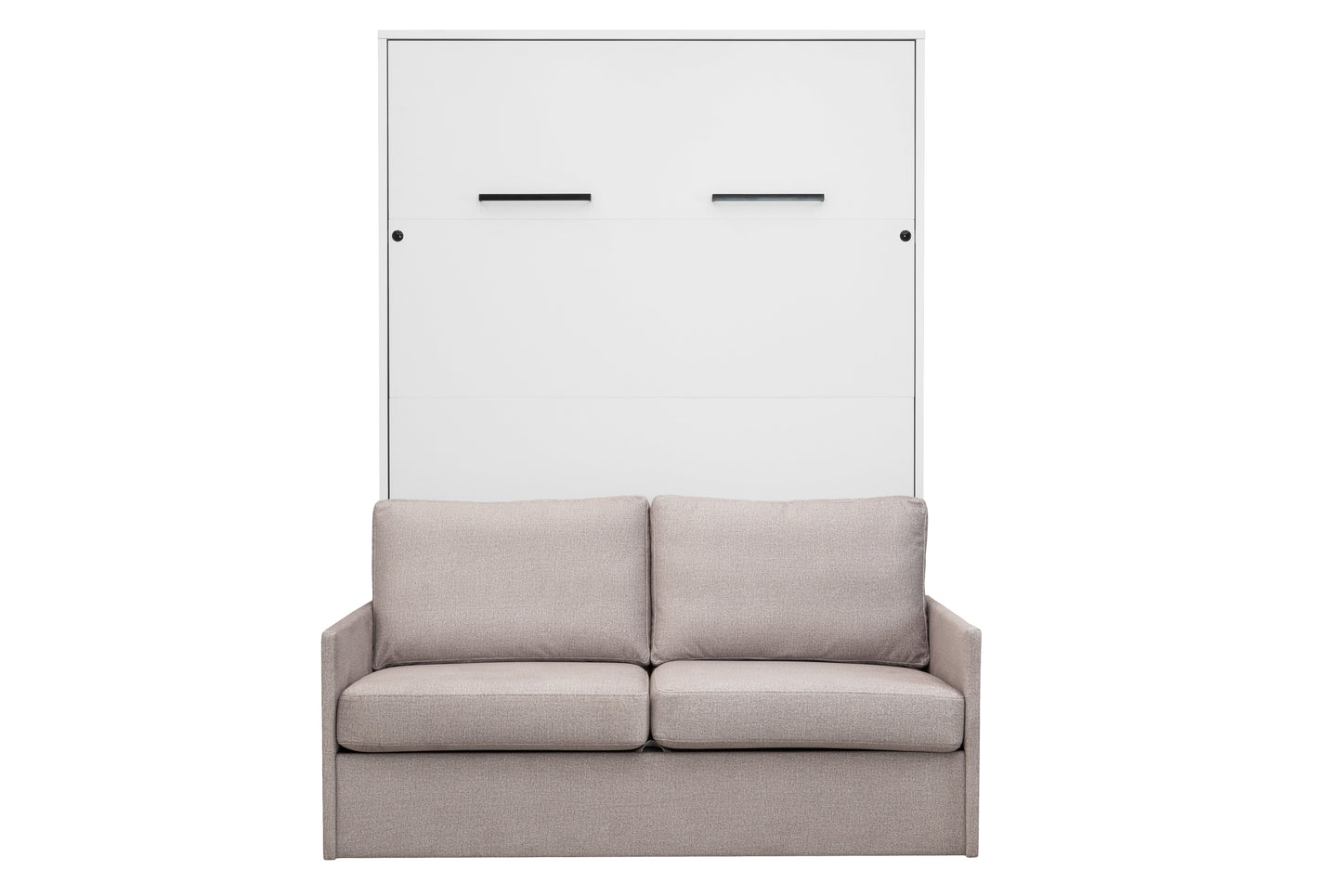 Genius Murphy Bed with Sofa White Gloss 140 x 200 cm, LED Lighting