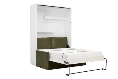 Genius Murphy Bed with Sofa White Gloss 160 x 200 cm and LED Lighting