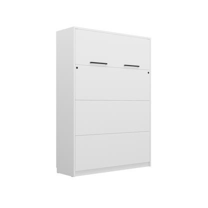 Genius Vertical Murphy Bed with Desk & Wardrobes –  for 120x200 cm Mattress, LED Lighting