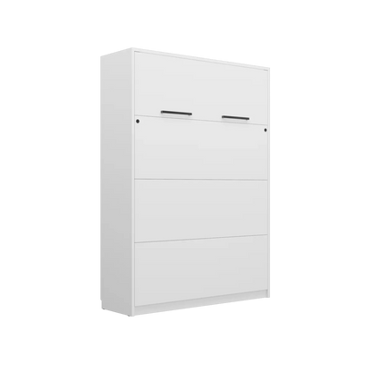 Customizable Genius Murphy Bed with Sofa Set 140 x 200 cm White Matt, LED Lighting