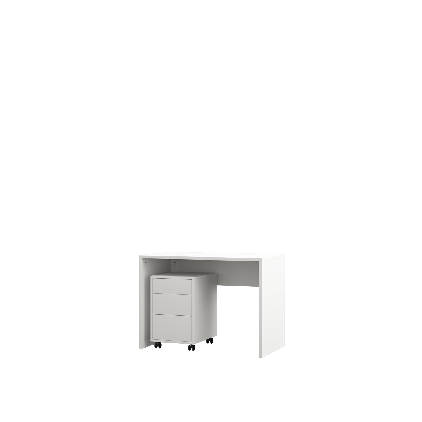 Customizable Genius Murphy Bed Furniture Set 120 x 200 cm White Matt, LED Lighting