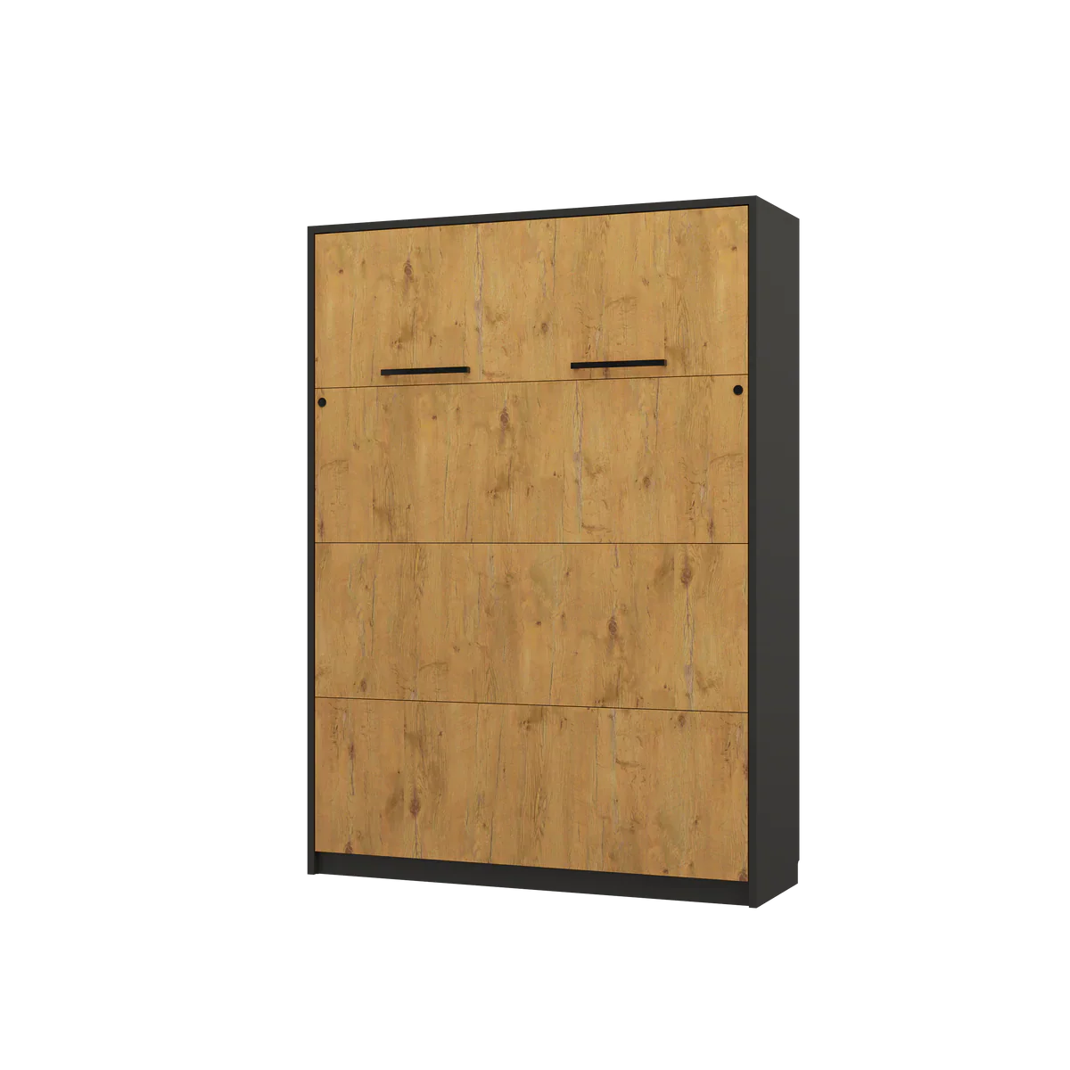 Customizable Genius Murphy Bed with Sofa Set 160 x 200 cm Black Lancelot Oak, LED Lighting