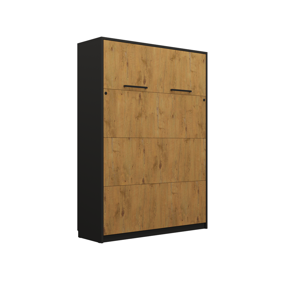 Genius Vertical Murphy Bed with Desk & Wardrobes –  for 120x200 cm Mattress, LED Lighting