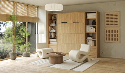 Customizable Genius Murphy Bed Furniture Set 160 x 200 cm Olied Oak, LED Lighting