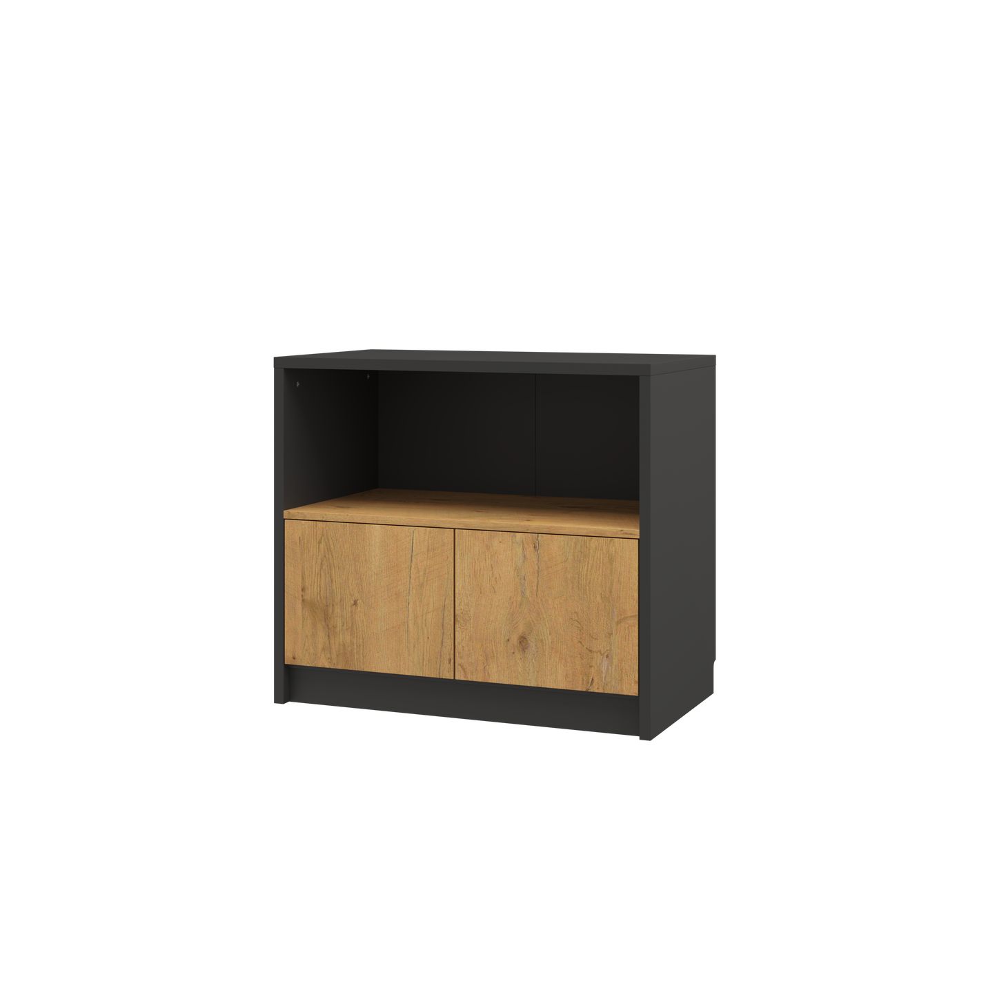 Customizable Genius Murphy Bed with Sofa Set 160 x 200 cm Black Lancelot Oak, LED Lighting