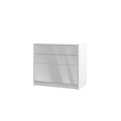 Customizable Genius Murphy Bed with Sofa Set 140 x 200 cm White Gloss, LED Lighting