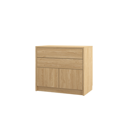 Customizable Genius Murphy Bed Furniture Set 140 x 200 cm Olied Oak, LED Lighting