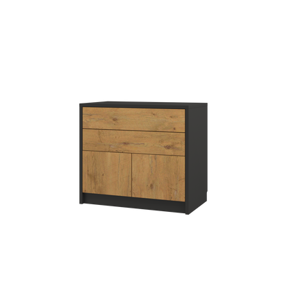 Customizable Murphy Bed BASIC Horizontal  Furniture Set Black and Lancelot Oak 90, 120, 140 x 200 cm