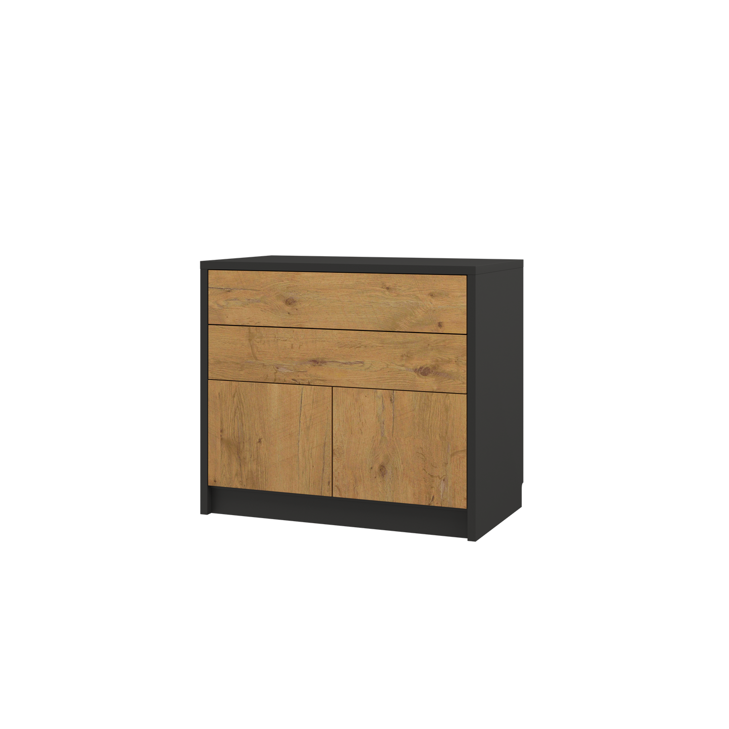 Customizable Genius Murphy Bed Furniture Set 120 x 200 cm Black Lancelot Oak, LED Lighting