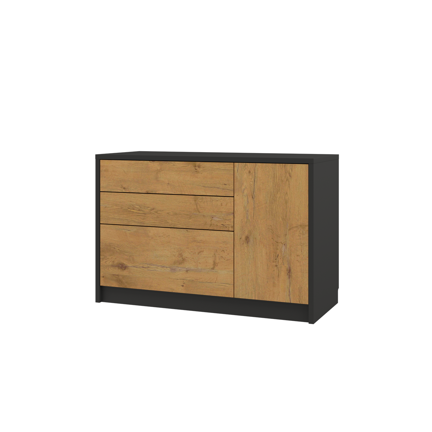 Customizable Murphy Bed Basic Vertical Furniture Set Black and Lancelot Oak 90, 120, 140 x 200 cm