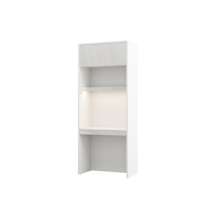 Customizable Genius Murphy Bed with Sofa Set 140 x 200 cm White Gloss, LED Lighting