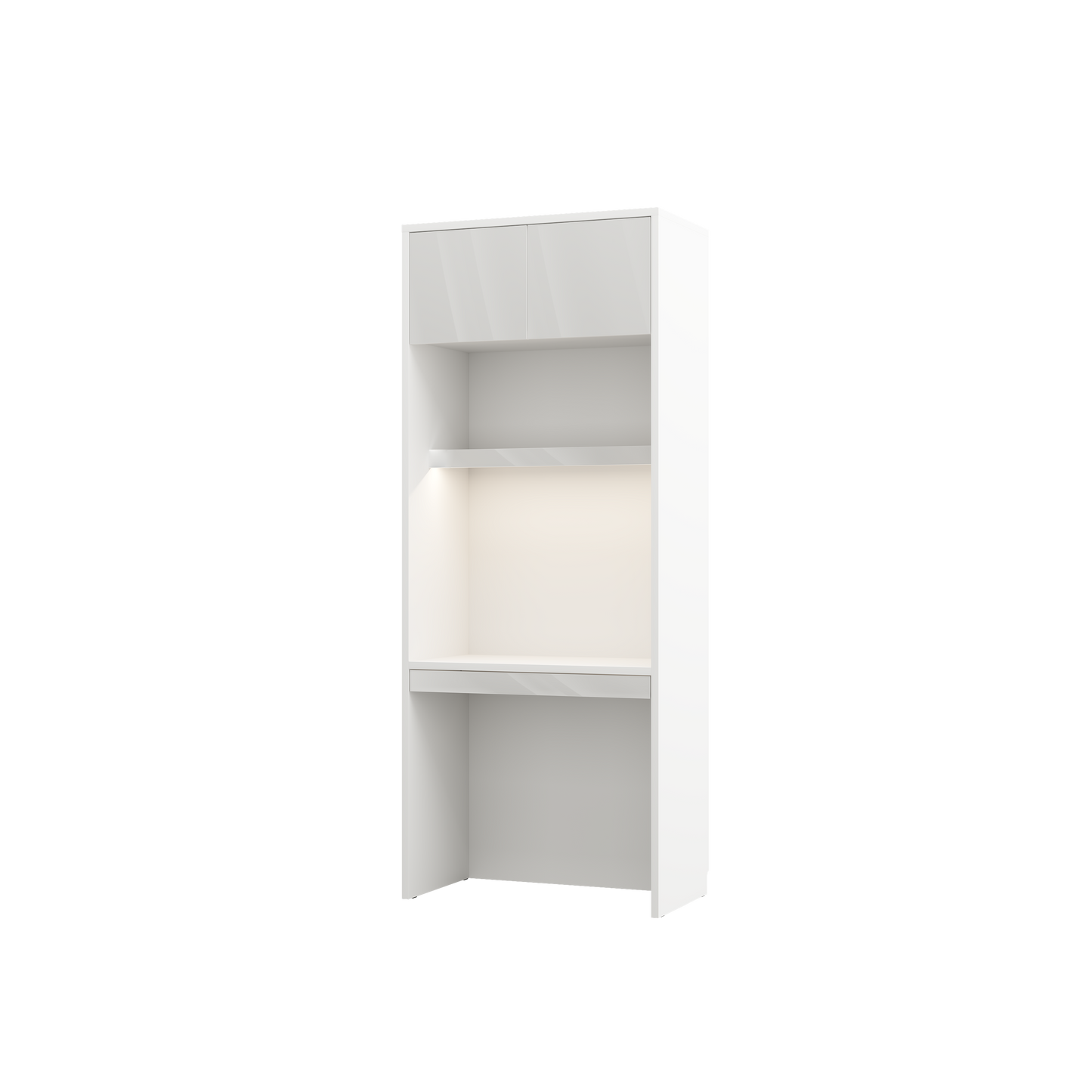 Customizable Genius Murphy Bed Furniture Set 140 x 200 cm White Matt, LED Lighting