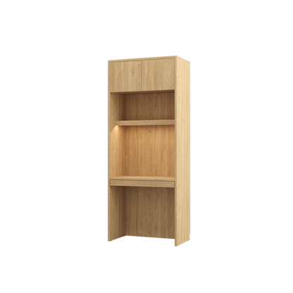 Customizable Genius Murphy Bed with Sofa Set 140 x 200 cm Olied Oak, LED Lighting