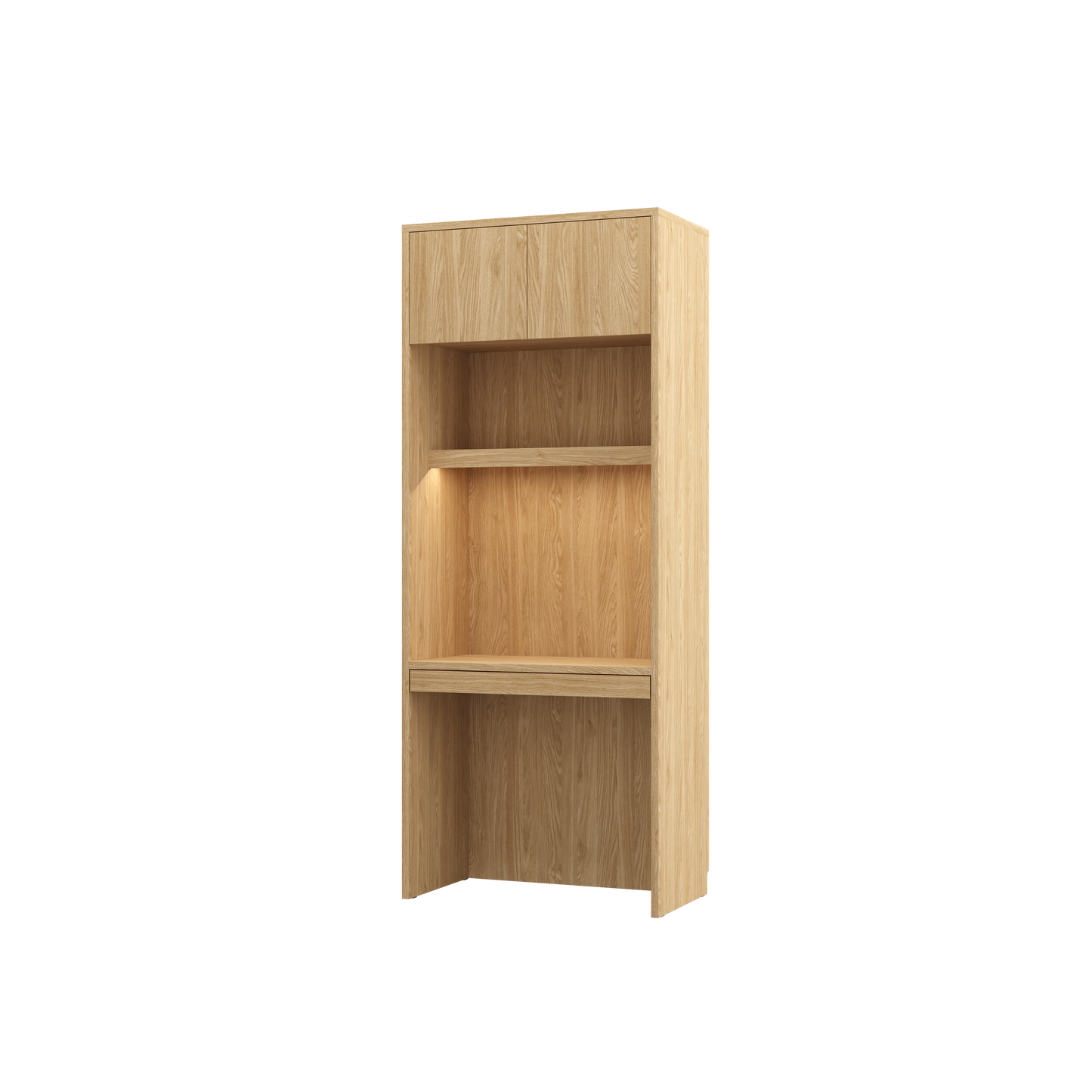 Customizable Genius Murphy Bed Furniture Set 140 x 200 cm Olied Oak, LED Lighting