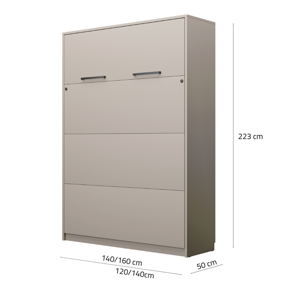 Genius Vertical Murphy Bed – Space-Saving Solution for 120x200 cm Mattress, LED Lighting