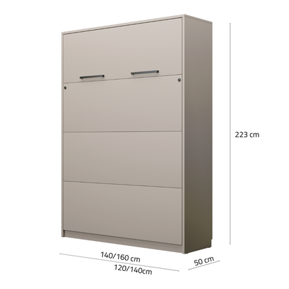 Genius Vertical Murphy Bed – Space-Saving Solution for 140x200 cm Mattress, LED Lighting