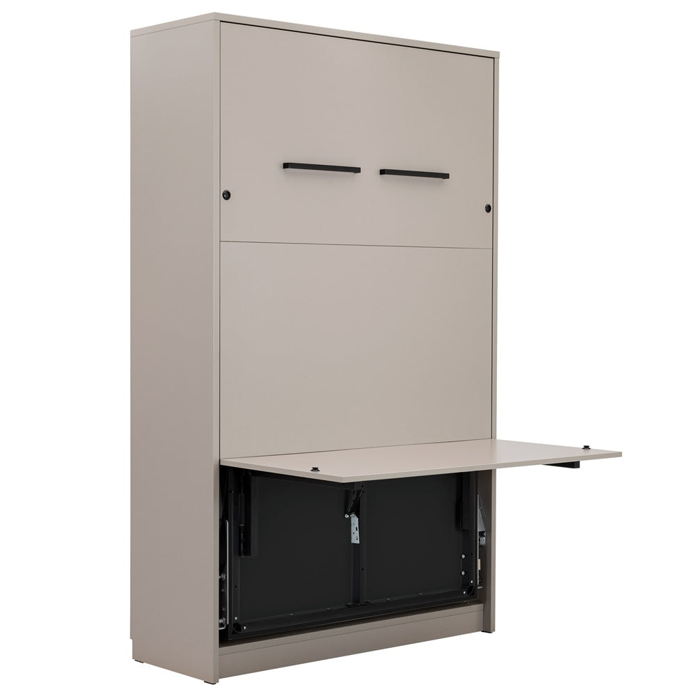 Genius Vertical Murphy Bed with Desk & Wardrobes – with 120x200 cm Mattress, LED Lighting