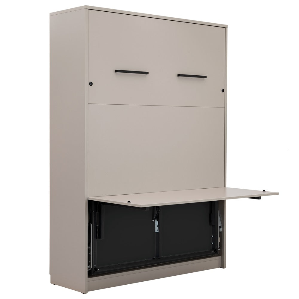 Genius Vertical Murphy Bed with Desk & Wardrobes – for 140x200 cm Mattress, LED Lighting