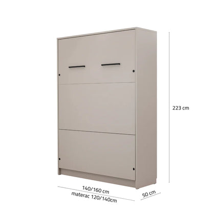 Customizable Genius Murphy Bed with Sofa Set 140 x 200 cm White Gloss, LED Lighting