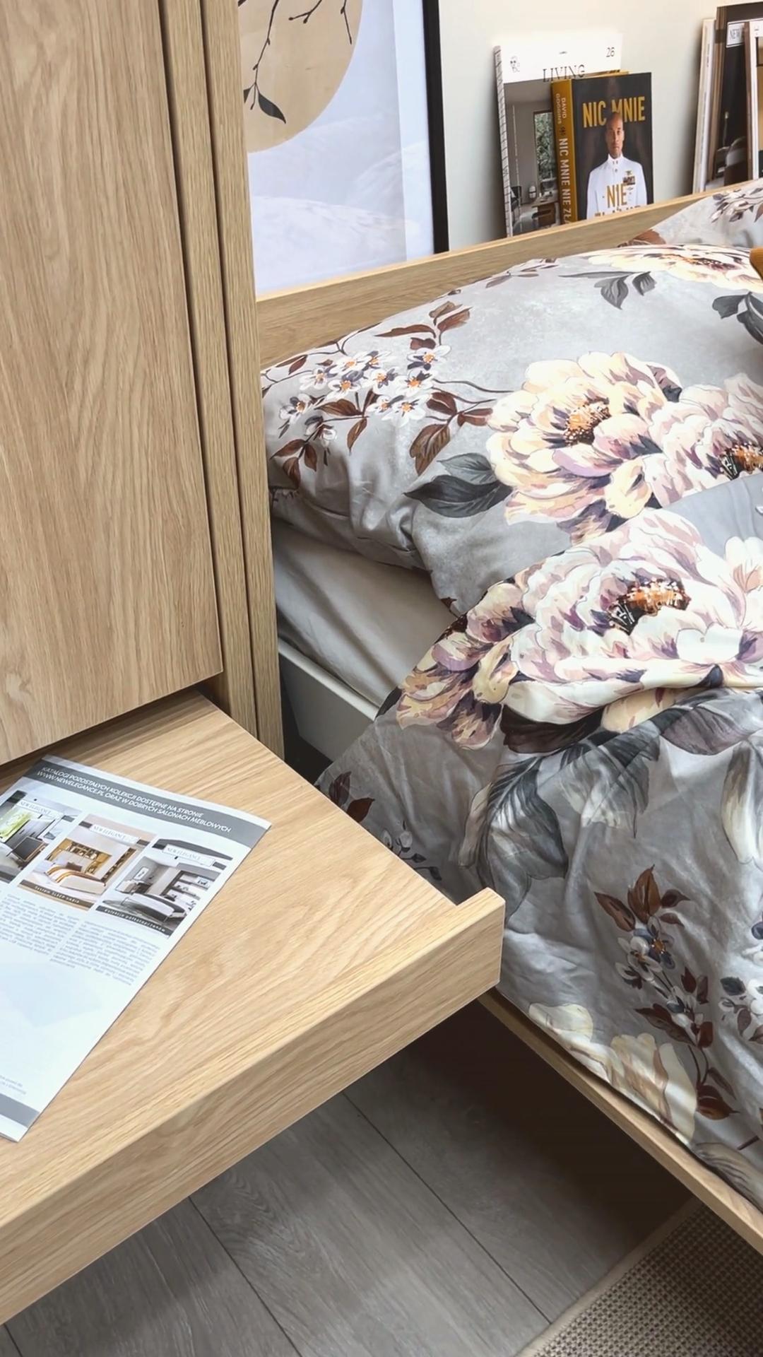 Customizable Genius Murphy Bed Furniture Set 140 x 200 cm Olied Oak, LED Lighting