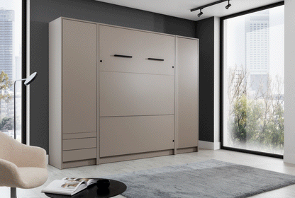 Genius Vertical Murphy Bed with Desk – for 140x200 cm Mattress, LED Lighting