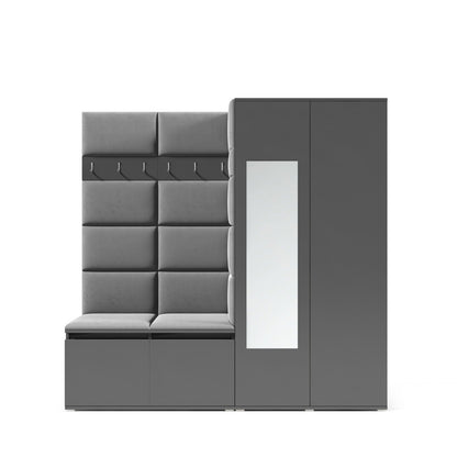 PK Emi 8 Hallway Wardrobe Artisan Oak / Black - Upholstered Panels in Various Colours