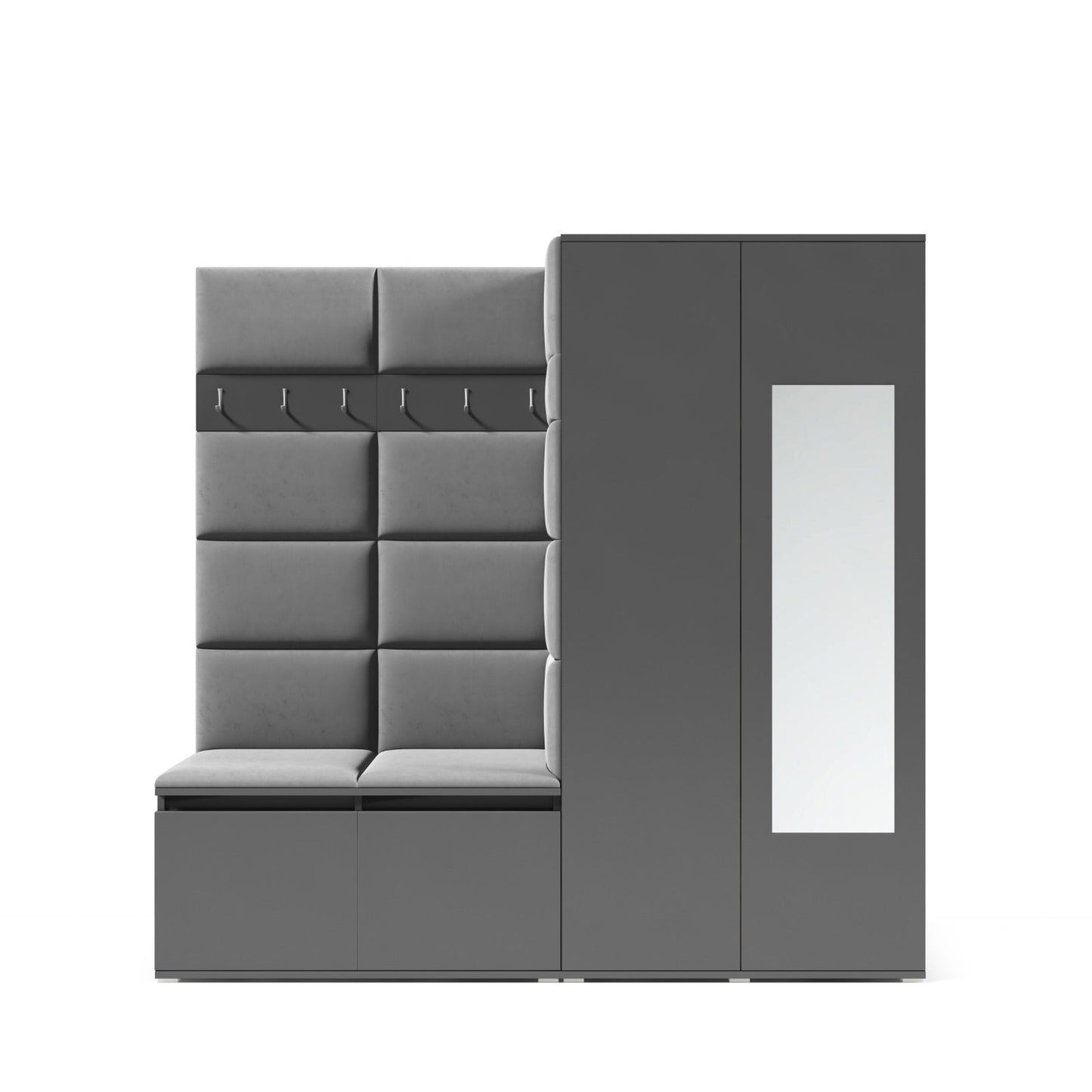 PK Emi 8 Hallway Wardrobe Artisan Oak / Black - Upholstered Panels in Various Colours